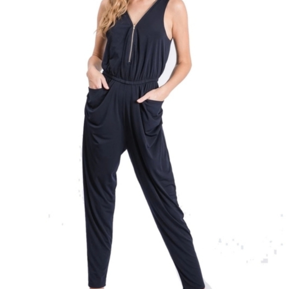 Charming Charlie Pants - Charming Charlie black zip jumpsuit! Sz L NWT